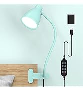 BOHON Desk Lamp with Clamp, 10W 38 LED Clip on Light, 3 Color 10 Brightness Auto Off Timer, Flexi...