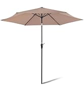 Basics Patio Umbrella with Crank Lift and Push Button Tilt, 10 Foot, Tan