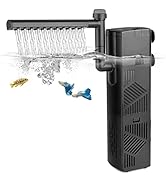 hygger Aquarium Internal Filter, Adjustable Submersible Power Filter with Multiple Function, Ultr...