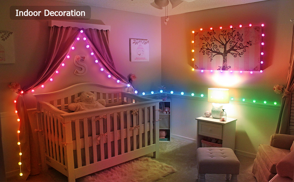 Globe String Lights Christmas RGB LED fairy bedroom indoor outdoor backdrop wall decoration remote