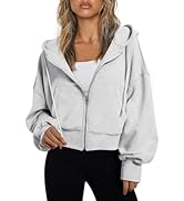 Trendy Queen Hoodies for Women Full Zip Up Cropped Sweatshirts Jackets Casual Comfy Gym Tops Fall...