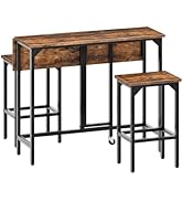 CHOEZON Bar Table and Stool Set, 39.4'' Folding Dining Table with 2 Stools, Industrial Style, for...