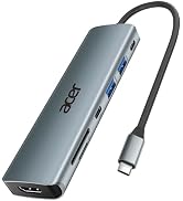 Acer USB C Hub, 7 in 1 Multi-Port Adapter for Laptop/Mac Type C Devices | 4K USB C to HDMI Splitt...