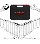 HORUSDY 24-Piece Ratcheting Wrench Set | Metric and SAE | Ratchet Combination Wrenches Set with O...