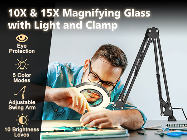 Magnifying Glass with Light and Stand
