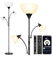 OUTON Dimmable Floor Lamp, 3 Light Floor Lamp with Remote &amp; App &amp; Touch Control, 4 Color Temperat...