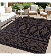 OLANLY Outdoor Rug Waterproof 5x8 ft, Reversible Plastic Straw Rug, Boho Patio Rug, Indoor Outdoo...