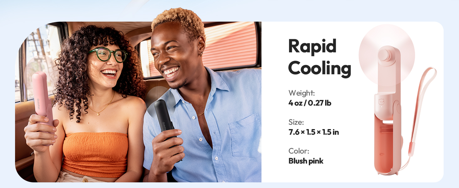 portable fan mini travel essential for women 17 hours cooling time with power bank for camping dorm