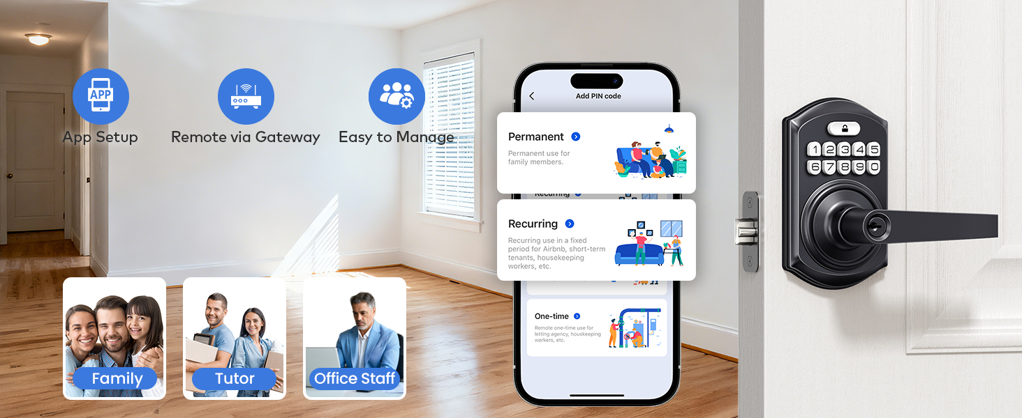 Set and share permanent &amp;amp;amp; recurring passcodes within Bluetooth range
