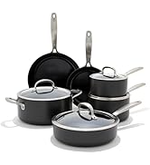 OXO Enhanced 10 Piece Cookware Pots &amp; Pans Set, PFAS-Free Ceramic Nonstick, Durable Hard Anodized...