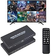 HDMI Quad MultiViewer 8x1, Seamless Switcher 8 in 1 Out with IR Remote Control, Support 1080p 4K@...