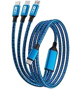 100W USB C Multi Charging Cable, Nylon 3 in 1 Fast Charging Cable with E-Mark Chip, Type C [100W]...