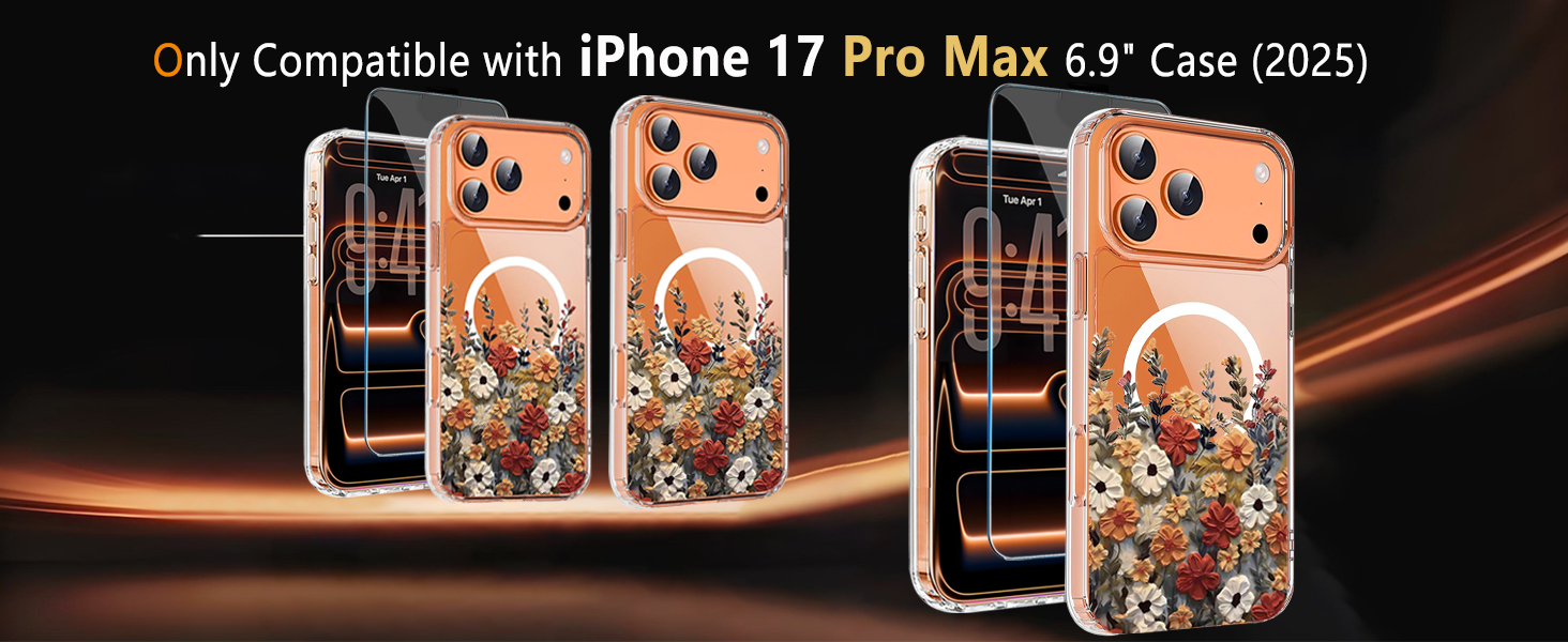 iphone 17 pro max case flowers iphone 17 pro max case girly iphone 17 pro max case clear magsafe