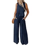 Dokotoo Pants Sets Women 2 Piece Outfits Sleeveless Round Neck Tank Tops Matching Sets for Women ...