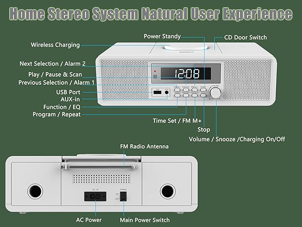 clock radio cd player white