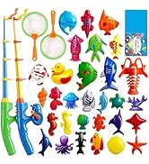 CozyBomB Magnetic Fishing Toys Game Set for Kids | Water Table Bathtub Kiddie Pool Party Pole Ro...