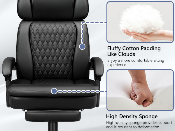 Executive Big and Tall Office Chair with Foot Rest Computer Office Chair with Adjustable Headrest 