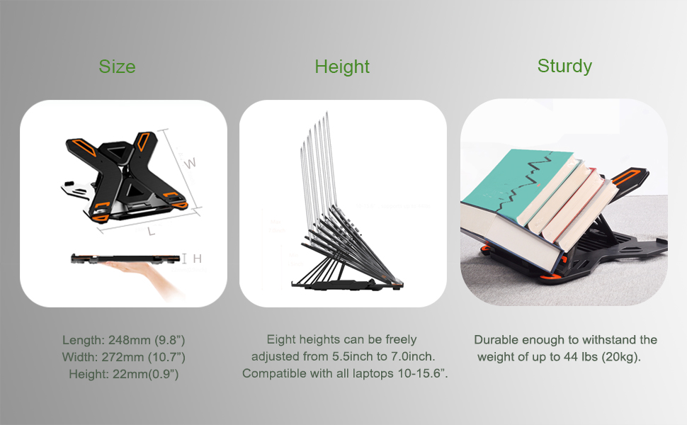 Ergonomic Adjustable Laptop Stand for Desk with Phone Holder & 360° Rotation - Foldable Portable Sta...