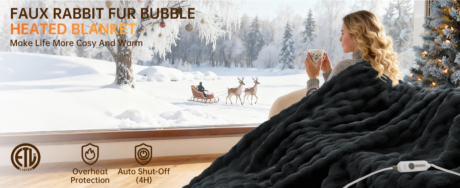 Faux Fur Heated Blanket