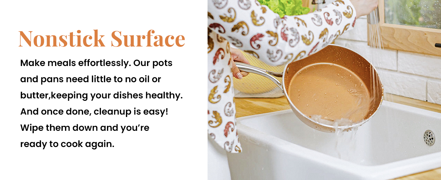 Hammered Non Stick Frying Pans Nonstick Frying Pan with Lid, Nonstick Pan Ceramic Pan Copper