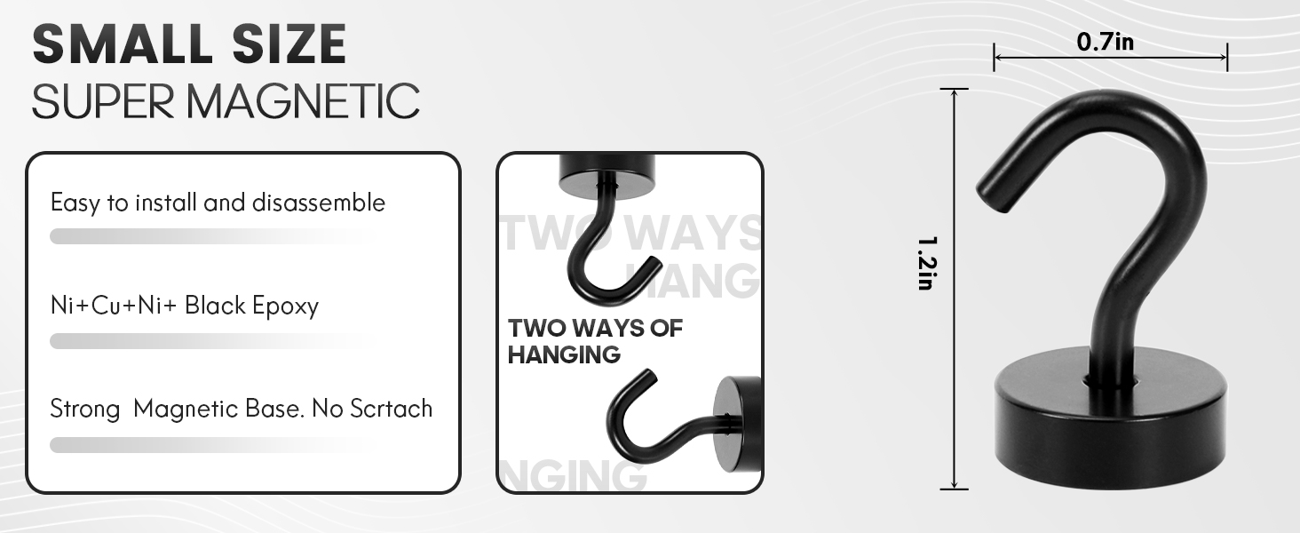 size of Neosmuk black magnetic hooks