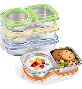 FRUIID 4 Pack Stainless Steel Snack Containers with Lids, 13oz 2 Compartment Reusable Snack Boxes...