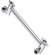 BRIGHT SHOWERS Solid Brass Adjustable Shower Arm Extension for Rain and Handheld Shower Head, 10 ...