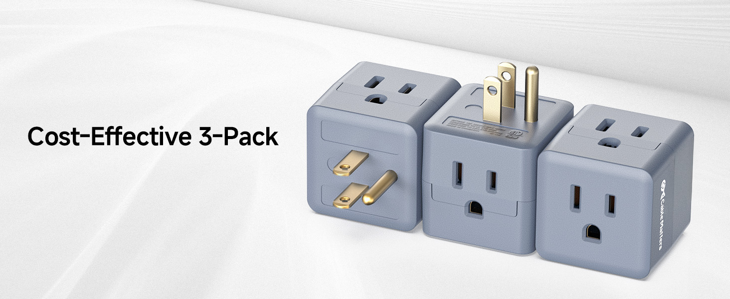 3 way plug adapter offering a sleek and practical solution for multiple device connections