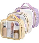 PACKISM TSA Approved Toiletry Bag 180° Large Opening Clear Makeup Bags with Handle, Easily Access...