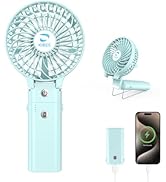 KIBEE Portable Handheld Fan, 5200mAh USB Rechargeable [20H Max Runtime] with Power Bank, Foldable...