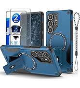 for Samsung S25 Ultra case[Compatible with MagSafe][with 2 * 9H Fingerprint Unlock Glass Screen P...