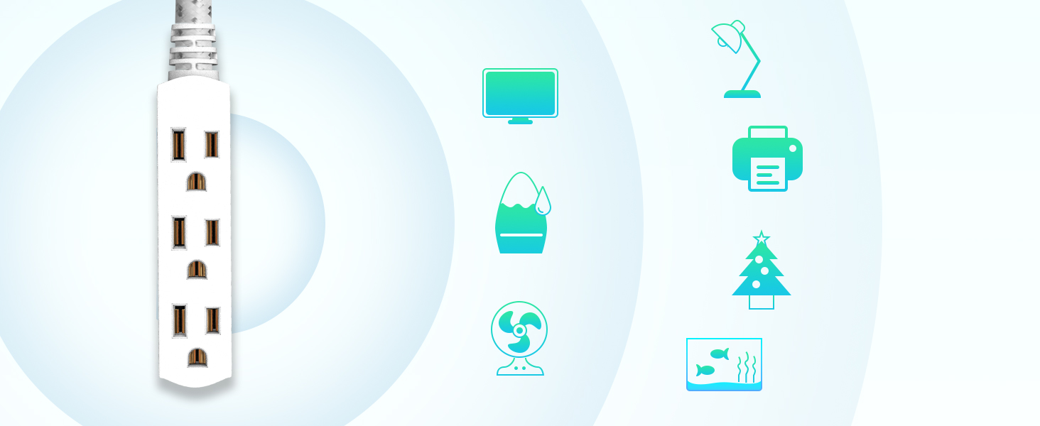 extension cord with multiple outlets short small Braided black 2 foot Braided Extension cord