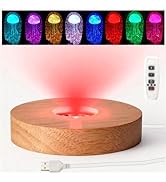 FuoiCorn LED Light Base with Timer for Crystal Art Display,Multi-Color Lighting,4 Inch (Wood)