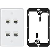 iwillink 10Gbps Ethernet Wall Plate Cat6A, 4-Port Ethernet Wall Plate and Jack Outlet, Keystone R...