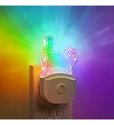 DORESshop Cat Night Light [2 Pack], Kids Night Light with 8-Color RGB, Plug in, Dusk-to-Dawn Sens...