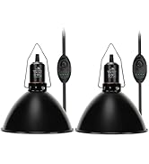 MECESOR Reptile Light Fixture with Dimming Switch and Timer, 8.5 Inch Deep Dome Reptile Heat Lamp...