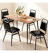 MAKE CHANGES Modern Dining Chairs Set of 4, Faux Leather Upholstered Kitchen Chairs with Cushion ...