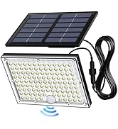 JACKYLED Solar Lights Outdoor with Motion Sensor, 113LED Cool White Solar Flood Lights, Waterproo...
