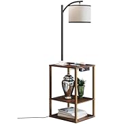 SUNMORY Floor Lamp with Table, End Table with Lamp, Shelves, Charging Station(USB &amp; AC Port), 3-C...