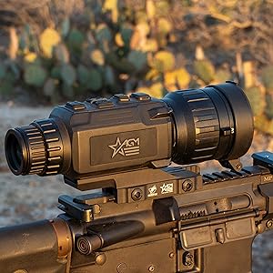 AGM Global Vision Clarion 384 thermal scope showing OLED display and wide FOV imaging