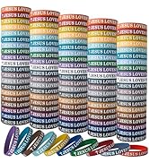 60 Pieces Jesus Loves You Silicone Wristbands - Colorful Christian Bracelets Bulk - Motivational ...