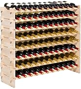 VEVOR 96 Bottle Stackable Modular Wine Rack, 8-Tier Wine Bottle Holder,Solid Wood Floor Freestand...