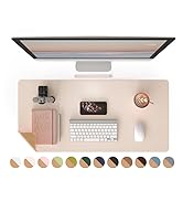 RENMTURE Dual-Sided Desk Pad, Natural Cork &amp; PU Leather Large Mouse mats for Office and Home Work...