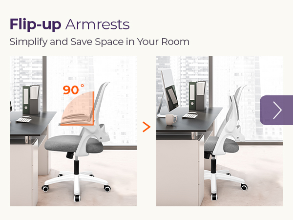 Space-Saving Chair with Flip-Up Armrests