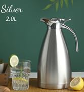 Fdit 1.5L/2L Coffee Tea Pot Stainless Steel Double Wall Vacuum Insulated Pot Thermo Jug Hot Water...