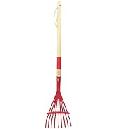 Xifando Small Leaf Rake-Wooden Handle Leaf Rake for Little Helper Courtyard/Garden Leaf Rake for ...