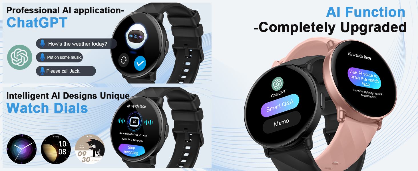 Bluetooth Call Message Reminder Voice Assistant smart watch