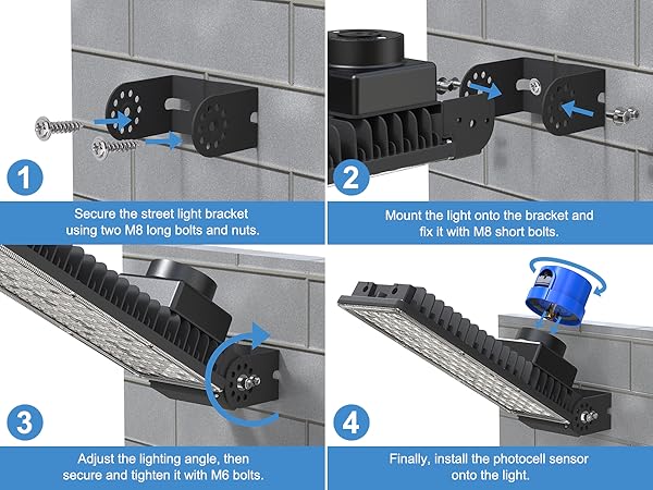 Kekeou 100W LED Flood Light with PhotocellSensor easy installtion