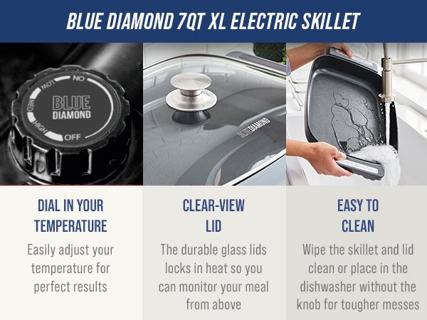 BlueDiamond, Ceramic Nonstick, PFAS-Free, Non-Toxic, Electrics, Electric Skillet