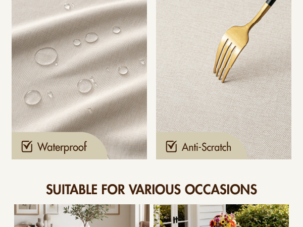 MIULEE Rectangle Linen Polyester Tablecloth